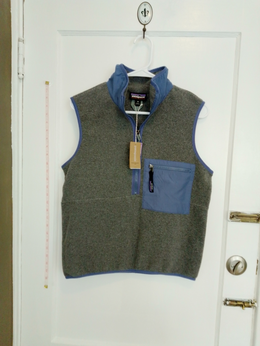 Patagonia Women's Gray and Blue Fleece Vest - Half-Zip Pocket NEW WITH TAGS XS